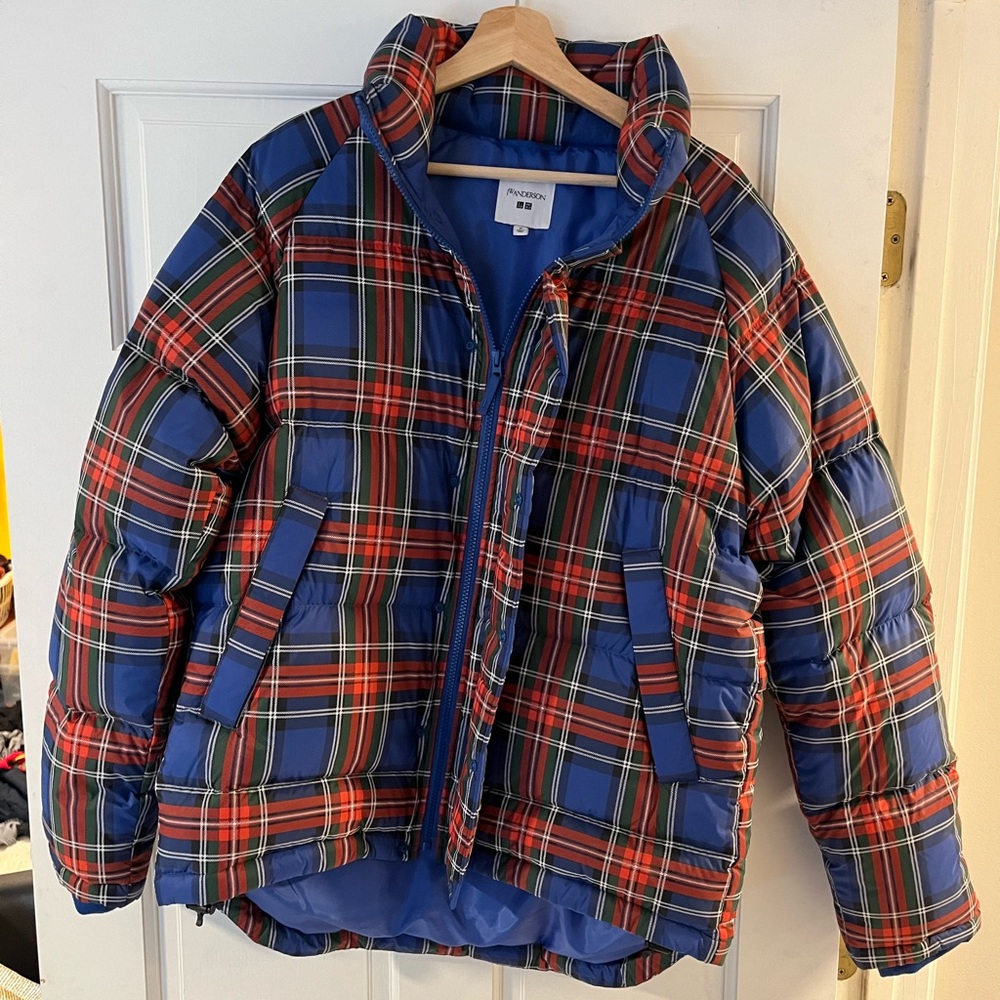 JW ANDERSON X UNIQLO Tartan Plaid Down Puffer Coat